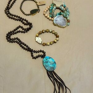 Jewelry Bundle Boho Turquoise Beads Necklace Bracelet 6